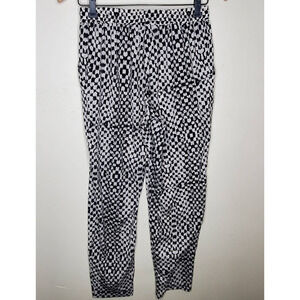 Sam Edelman Black White Checkerboard Psychadelic 70's Baggy Pants, sz XS